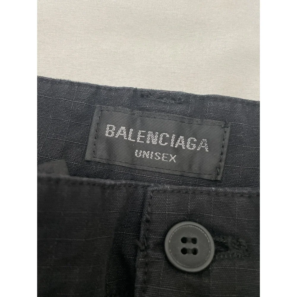 Balenciaga Flared Cargo Pants Unisex Large Black 34x34 Ripstop Convertible
